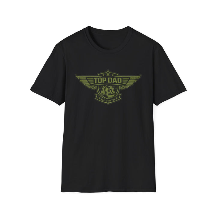 Top Dad Badge T-Shirt — #1 Dad Vintage Winged Logo Father's Day Tee