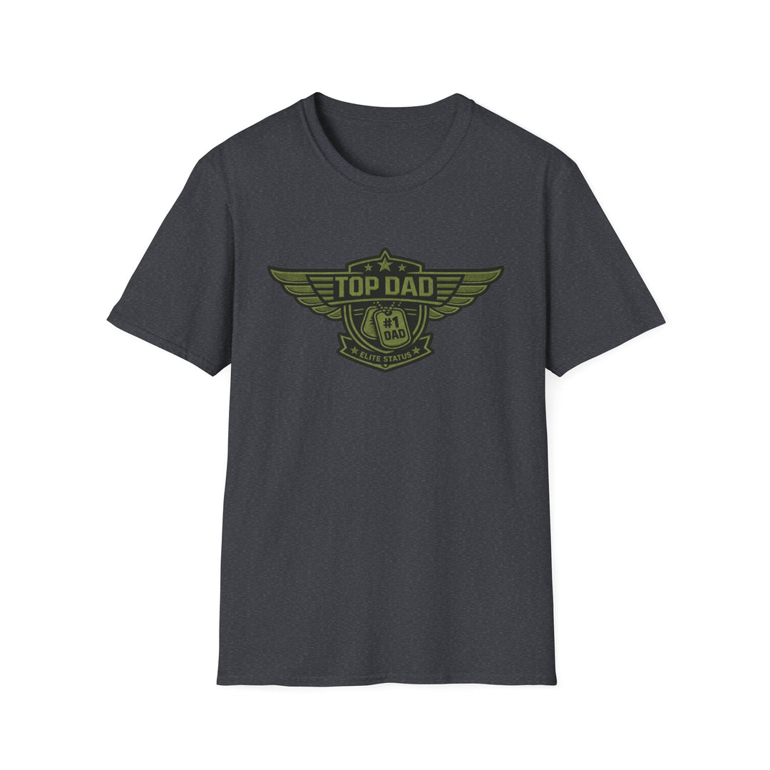 Top Dad Badge T-Shirt — #1 Dad Vintage Winged Logo Father's Day Tee