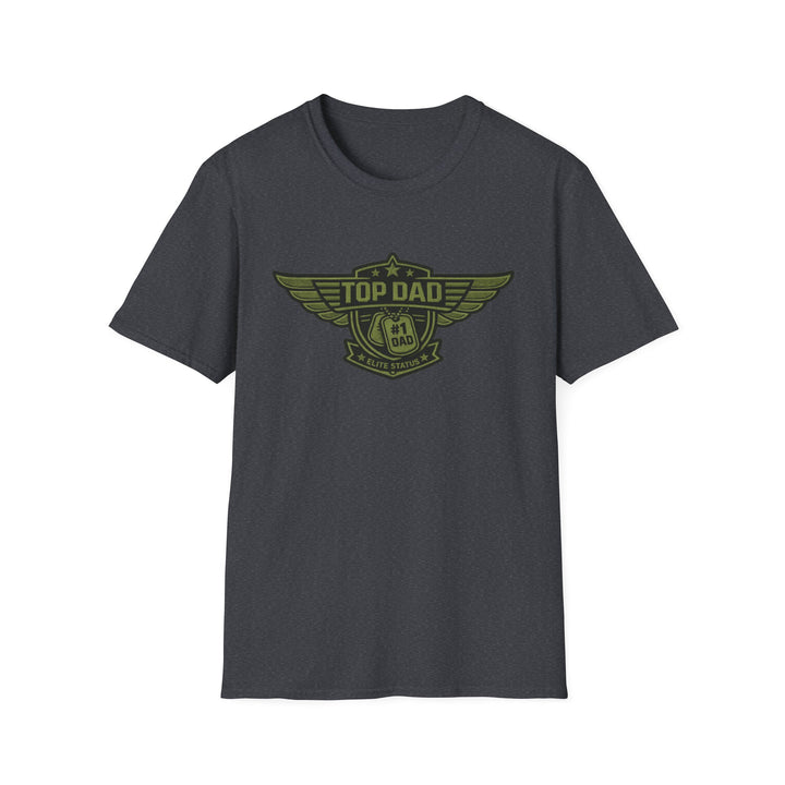 Top Dad Badge T-Shirt — #1 Dad Vintage Winged Logo Father's Day Tee