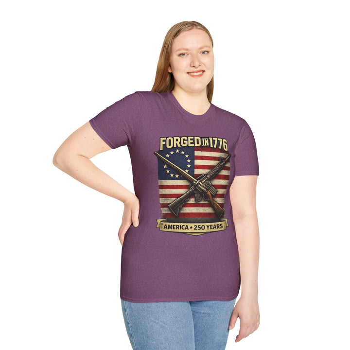 Forged in 1776 T-Shirt — Patriotic American Flag & Crossed Rifles Tee