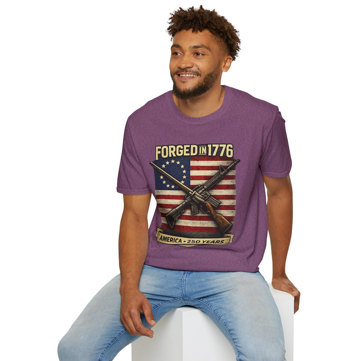 Forged in 1776 T-Shirt — Patriotic American Flag & Crossed Rifles Tee