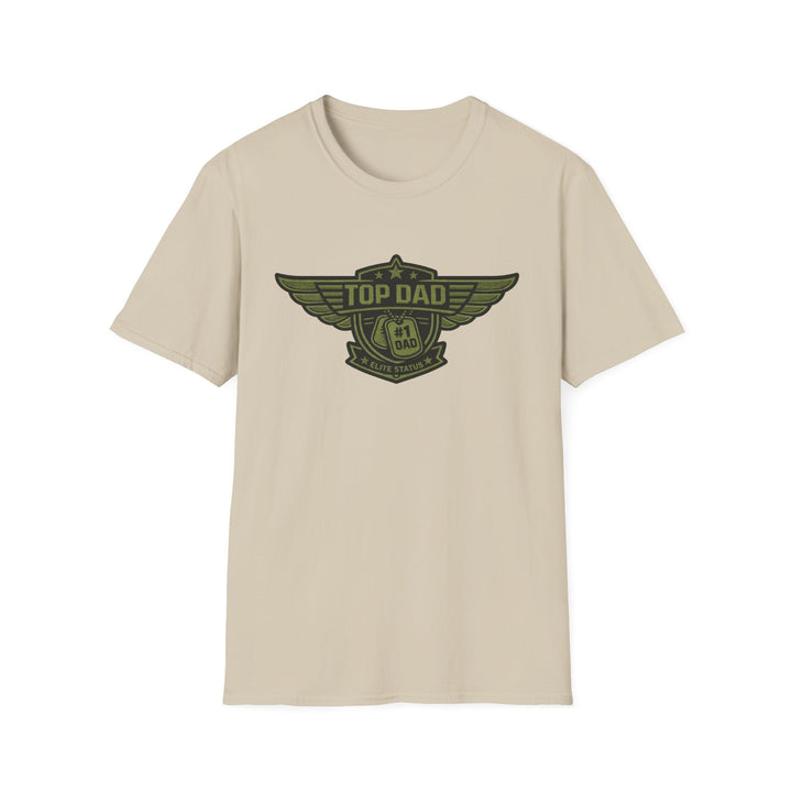 Top Dad Badge T-Shirt — #1 Dad Vintage Winged Logo Father's Day Tee