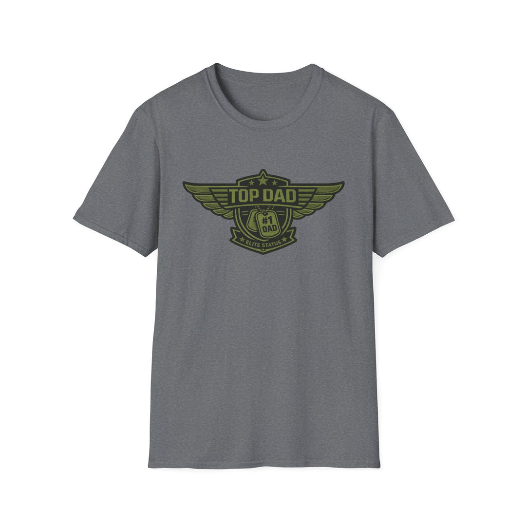 Top Dad Badge T-Shirt — #1 Dad Vintage Winged Logo Father's Day Tee