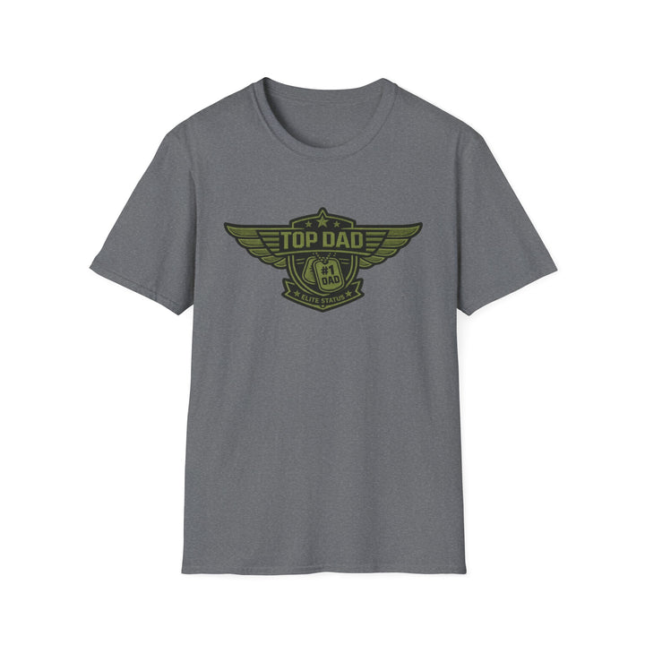Top Dad Badge T-Shirt — #1 Dad Vintage Winged Logo Father's Day Tee